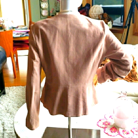 Neiman Marcus blush pink suede jacket L - Picture 2 of 9